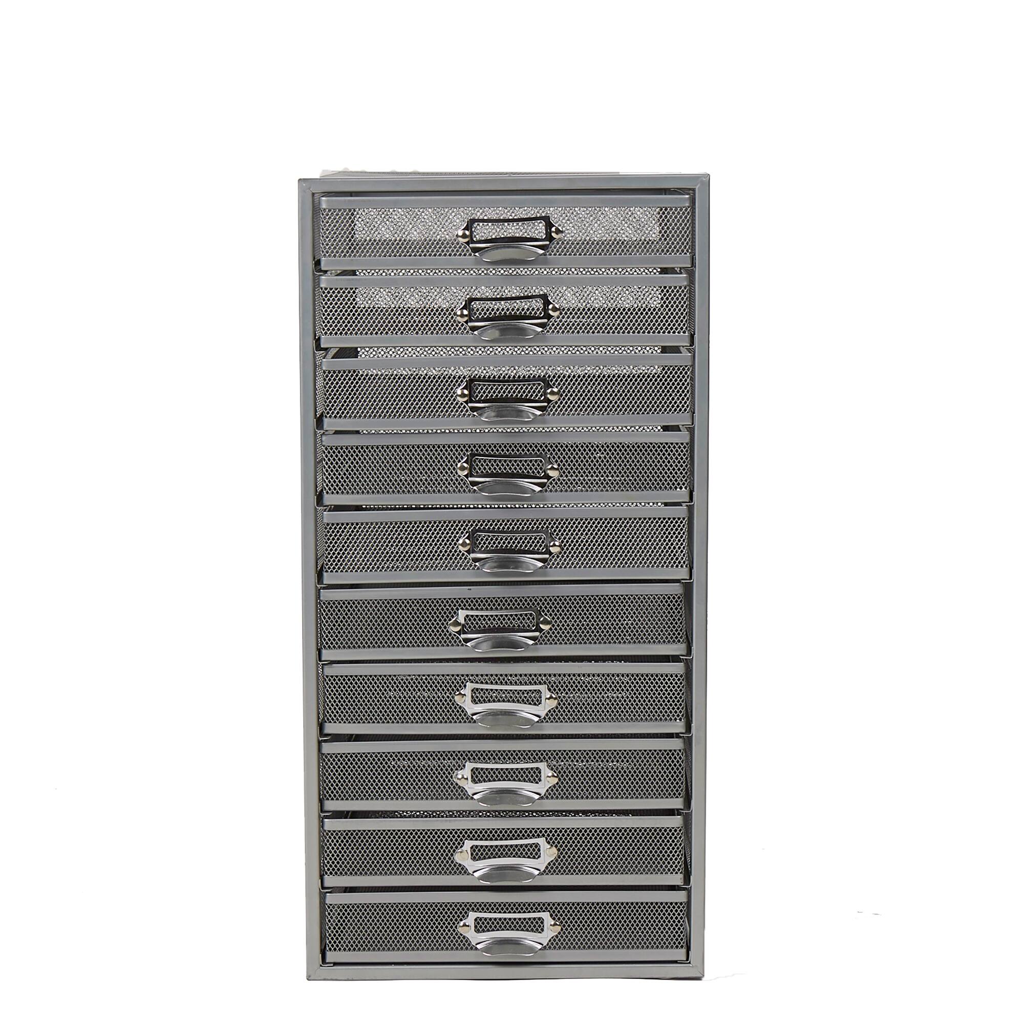 Mind Reader Silver 10-Compartment Mesh Desk Organizer